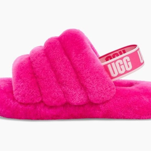 UGG Girls Fluff Yeah Slide Size 4 Pink EUC - Picture 5 of 15